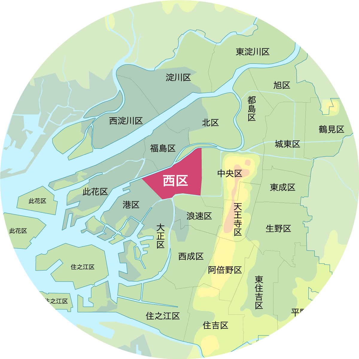 大阪市西区の地図